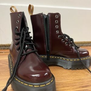 Dr. Martens, Vegan jadon II platform boots, cherry red, womens 7